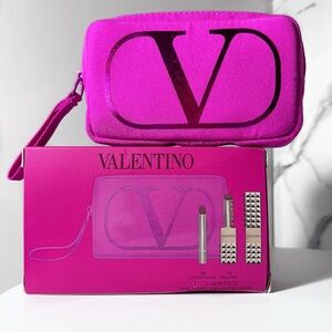 Valentino Spike Buttery Matte Lipstick 3-Pc. Gift Set Including Pink Pouch NWT